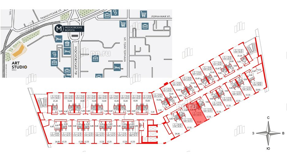 Апартаменты в ЖК ARTStudio M103, студия, 25.8 м², 4 этаж