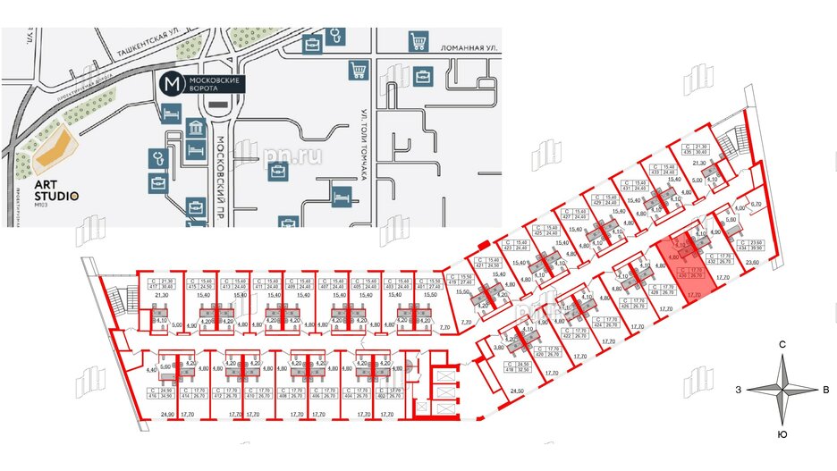 Апартаменты в ЖК ARTStudio M103, студия, 26 м², 4 этаж