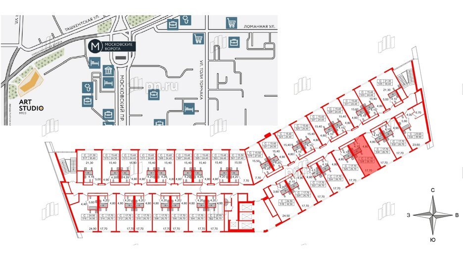 Апартаменты в ЖК ARTStudio M103, студия, 25.8 м², 5 этаж