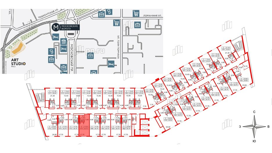 Апартаменты в ЖК ARTStudio M103, студия, 26 м², 9 этаж