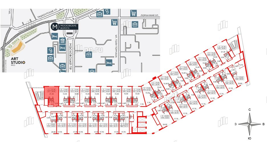 Апартаменты в ЖК ARTStudio M103, студия, 29.6 м², 9 этаж