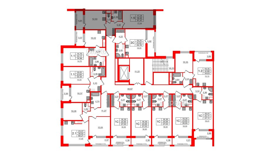 Квартира в ЖК Astra Marine, 1 комнатная, 39.4 м², 4 этаж