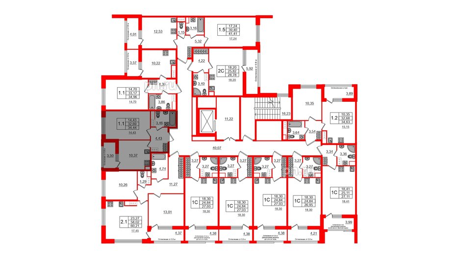 Квартира в ЖК Astra Marine, 1 комнатная, 32.69 м², 6 этаж