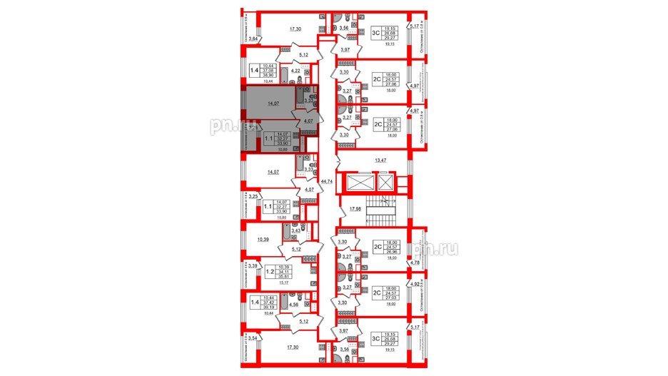 Квартира в ЖК Astra Marine, 1 комнатная, 32.27 м², 7 этаж