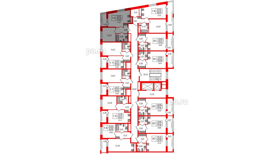 Квартира в ЖК Astra Marine, 1 комнатная, 36.1 м², 8 этаж