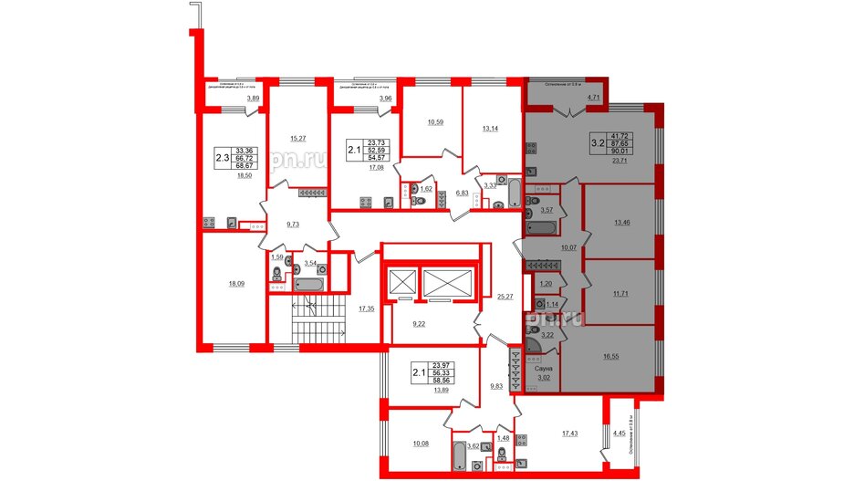 Квартира в ЖК Astra Marine, 3 комнатная, 87.65 м², 5 этаж