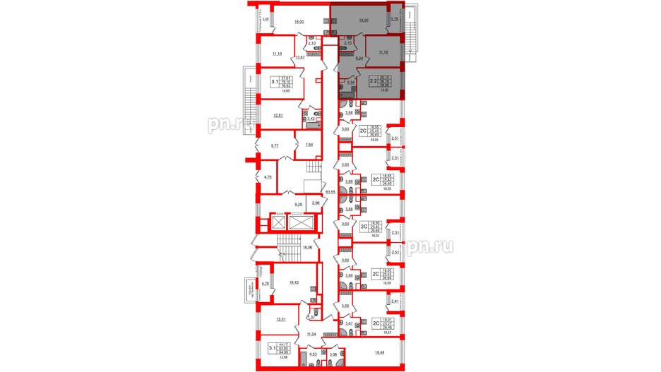 Квартира в ЖК Astra Marine, 2 комнатная, 56.78 м², 1 этаж