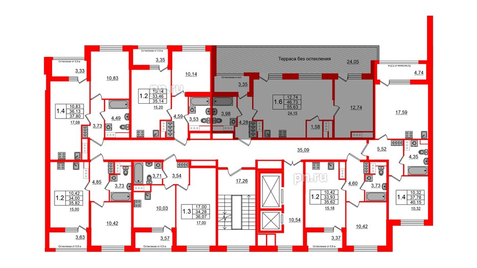 Квартира в ЖК Astra Marine, 1 комнатная, 46.73 м², 8 этаж