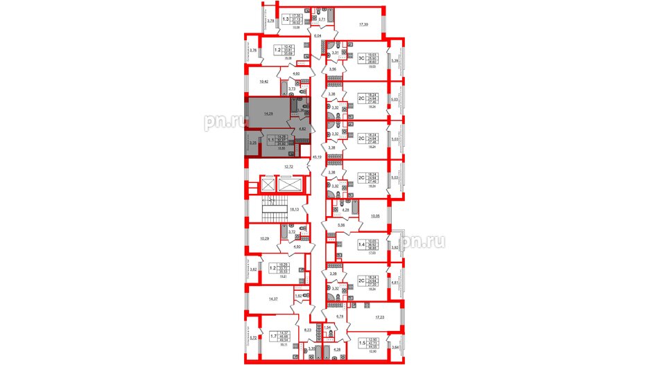 Квартира в ЖК Astra Marine, 1 комнатная, 32.97 м², 6 этаж