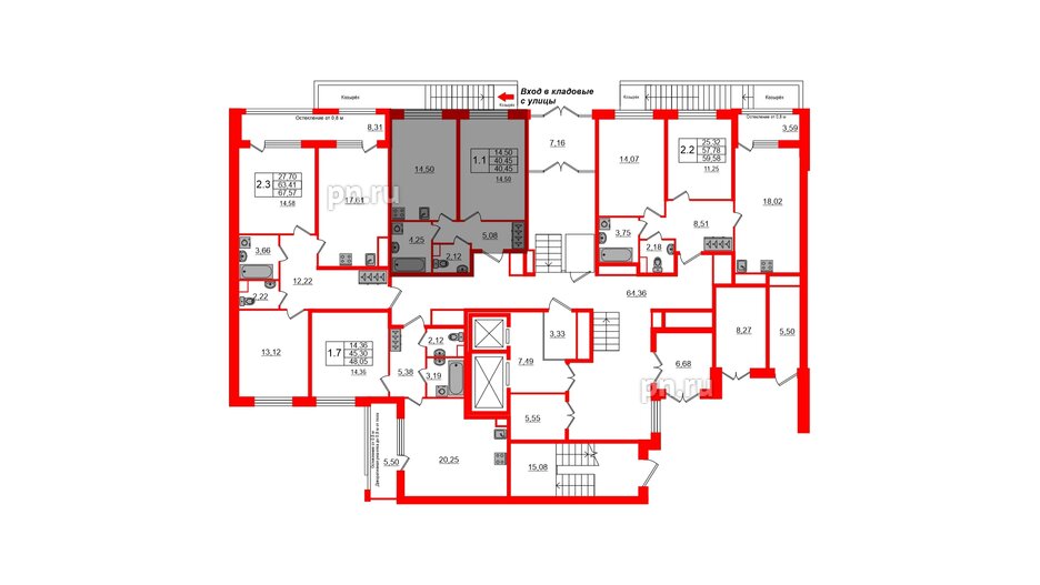 Квартира в ЖК Astra Marine, 1 комнатная, 40.45 м², 1 этаж