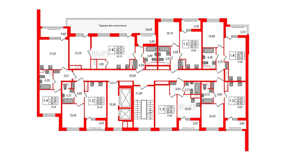 Квартира в ЖК Astra Marine, 1 комнатная, 46.73 м², 8 этаж