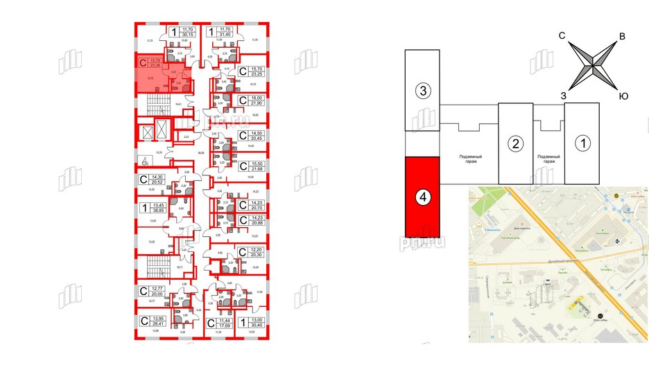 Апартаменты в ЖК Avenue Apart Pulkovo, студия, 23.38 м², 4 этаж