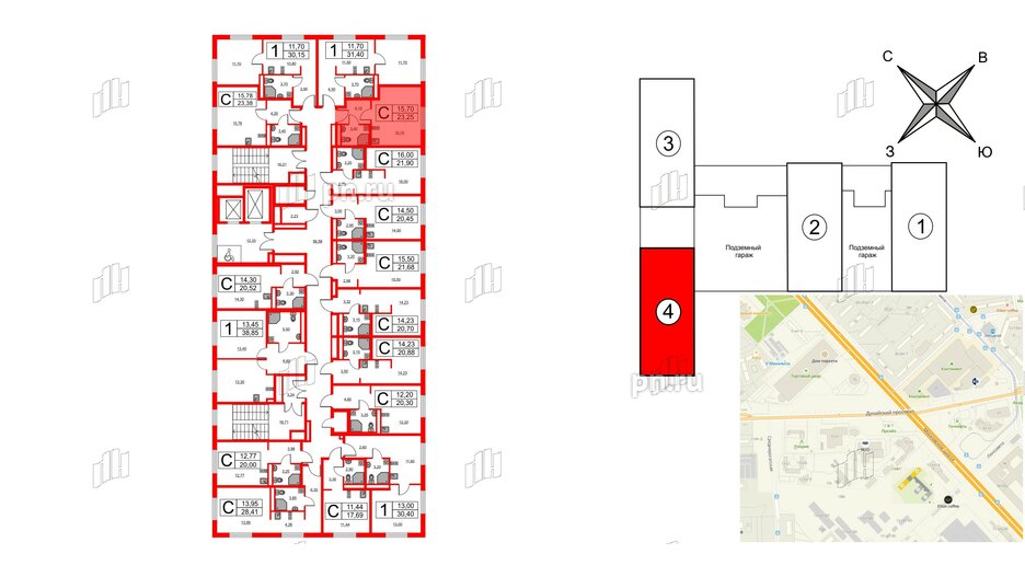 Апартаменты в ЖК Avenue Apart Pulkovo, студия, 23.25 м², 9 этаж