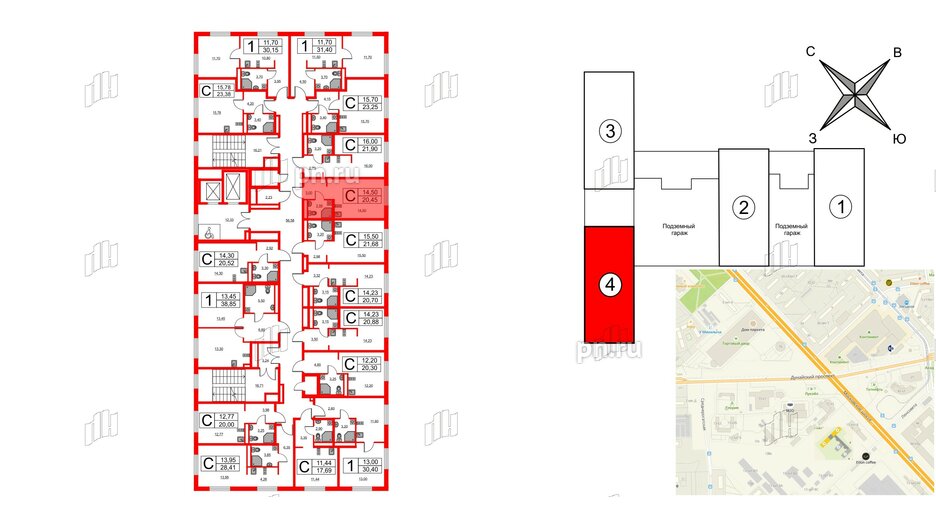 Апартаменты в ЖК Avenue Apart Pulkovo, студия, 20.45 м², 4 этаж