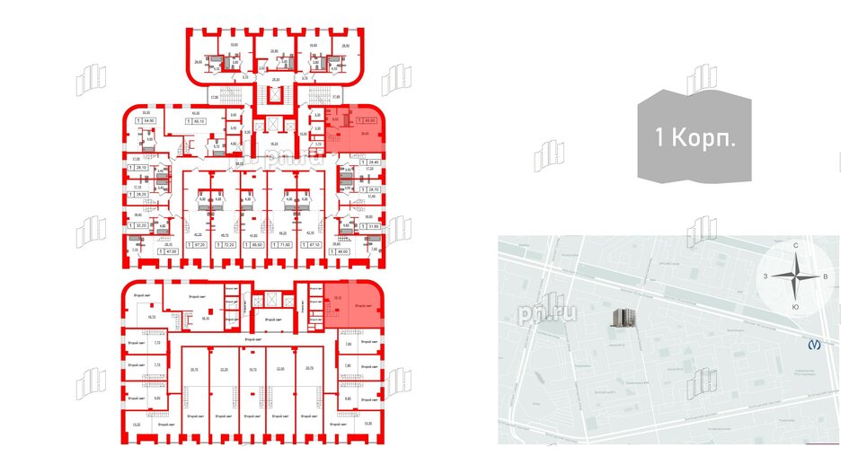 Апартаменты в ЖК Serebro Avenue Apart, 1 комнатные, 65.5 м², 4 этаж