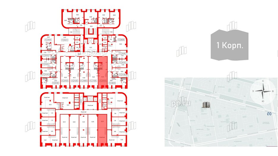 Апартаменты в ЖК Serebro Avenue Apart, 1 комнатные, 67.1 м², 4 этаж