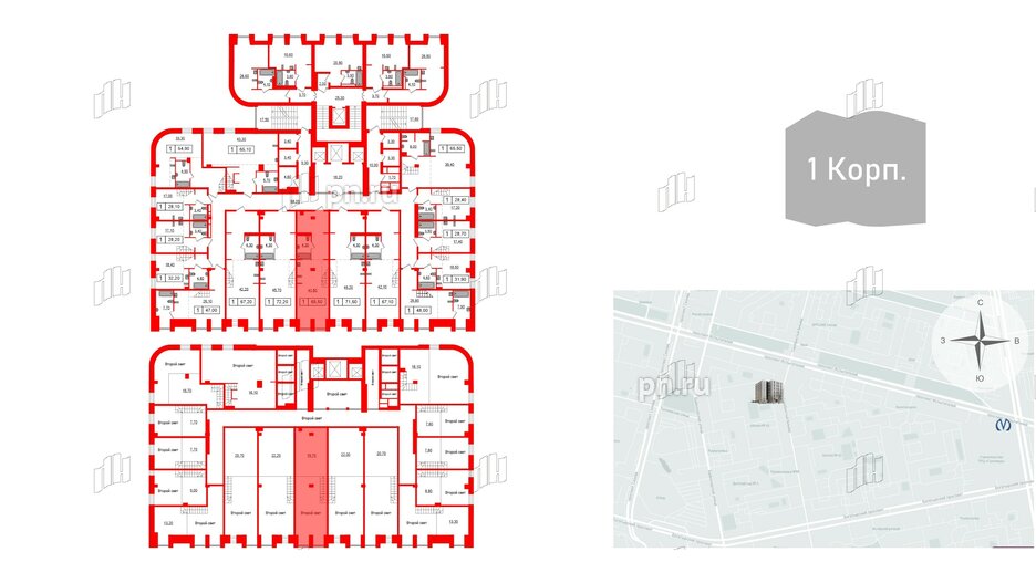 Апартаменты в ЖК Serebro Avenue Apart, 1 комнатные, 65.5 м², 4 этаж