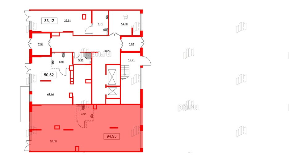 Помещение в ЖК Аквилон All in 3.0, 94.95 м², 1 этаж