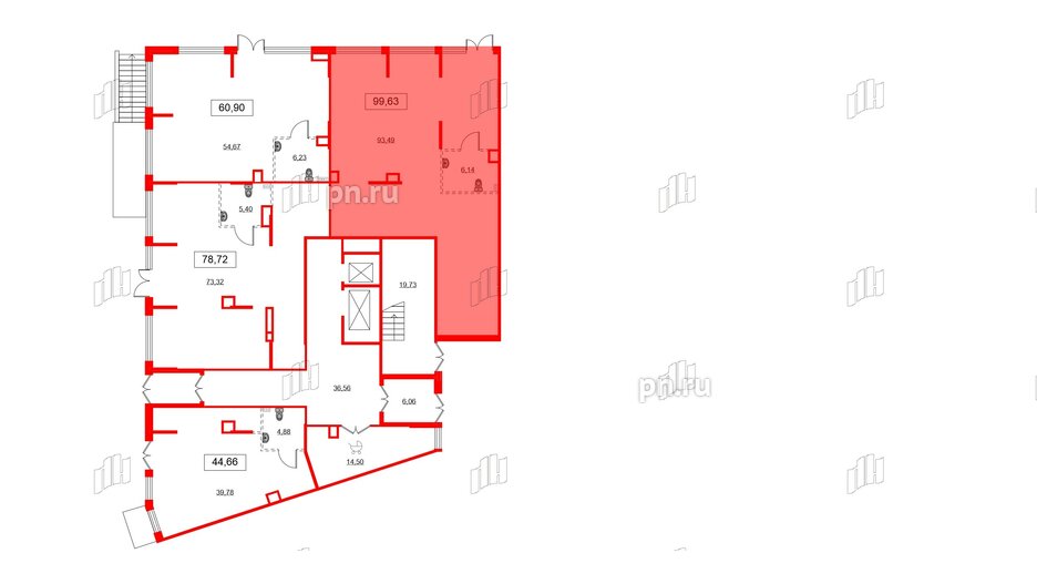 Помещение в ЖК Аквилон All in 3.0, 99.63 м², 1 этаж