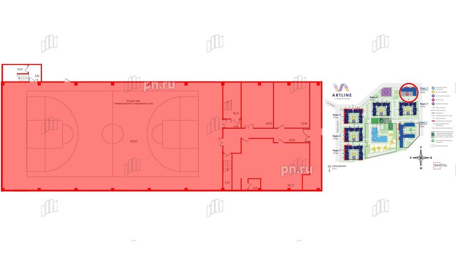 Помещение в ЖК ArtLine в Приморском, 2290.6 м², 1 этаж