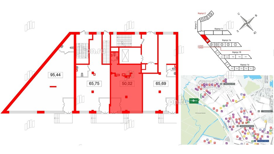 Помещение в ЖК FoRest Akvilon, 52.9 м², 1 этаж