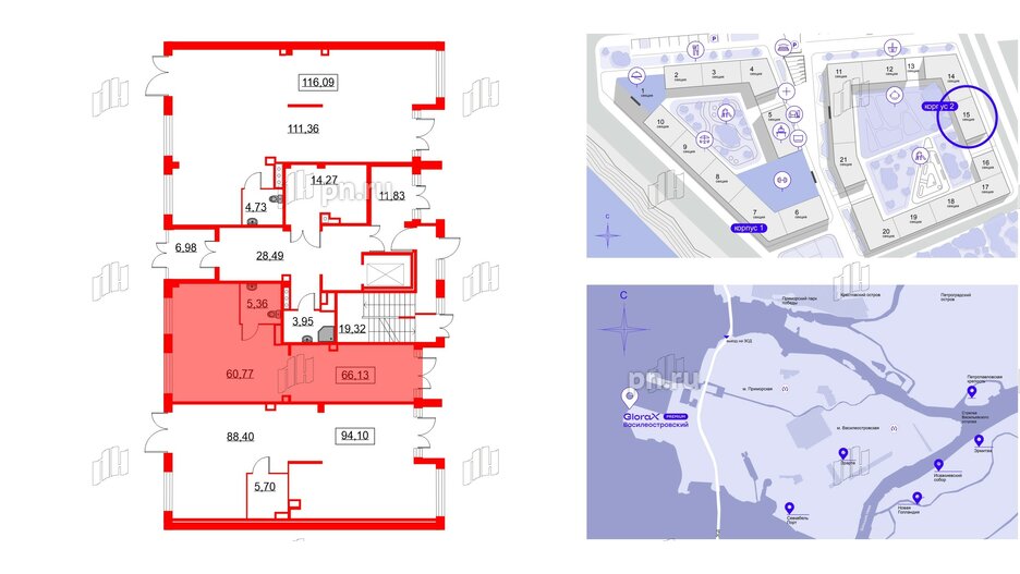 Помещение в ЖК Glorax Premium Василеостровский, 66.13 м², 1 этаж