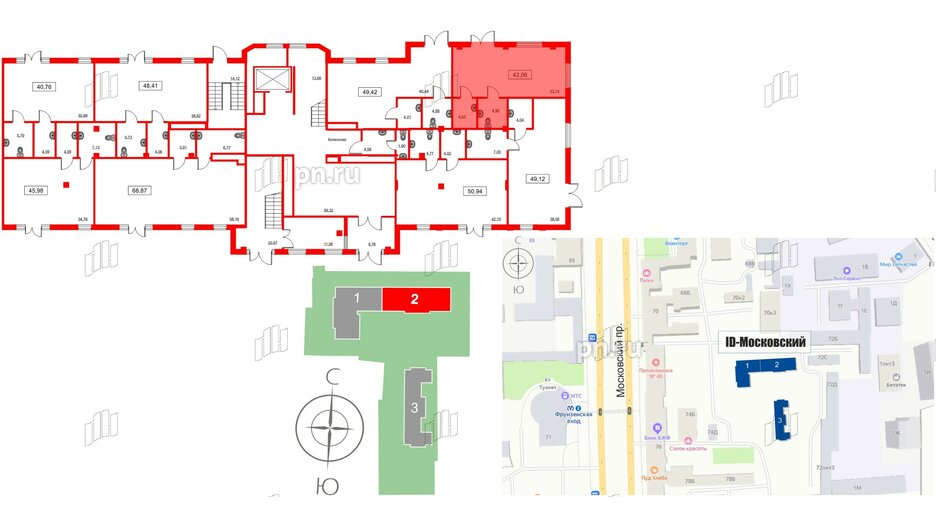 Помещение в ЖК ID Moskovskiy, 42.06 м², 1 этаж