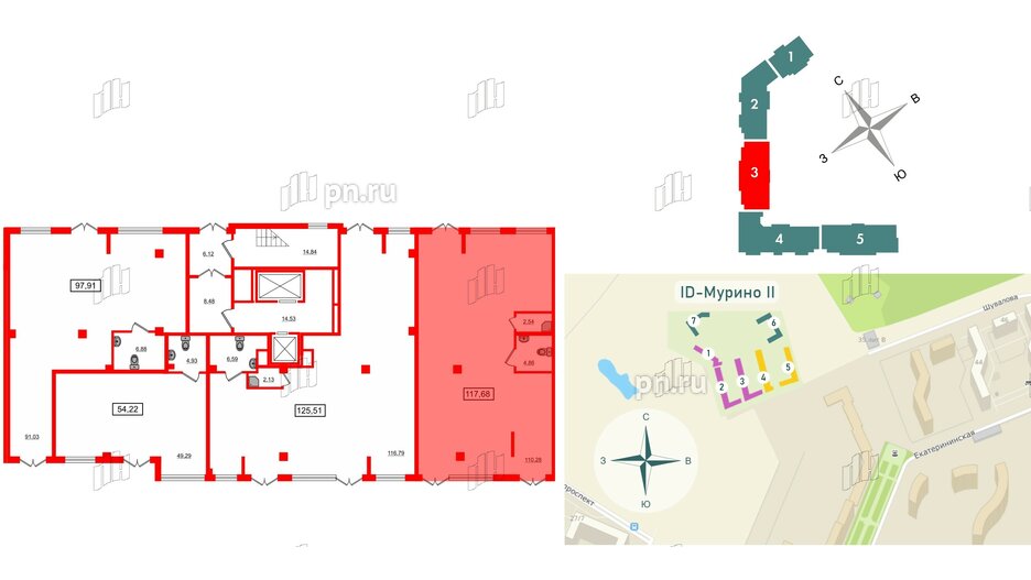 Помещение в ЖК iD Murino II, 117.68 м², 1 этаж