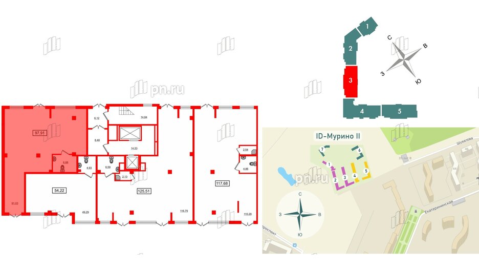 Помещение в ЖК iD Murino II, 97.91 м², 1 этаж