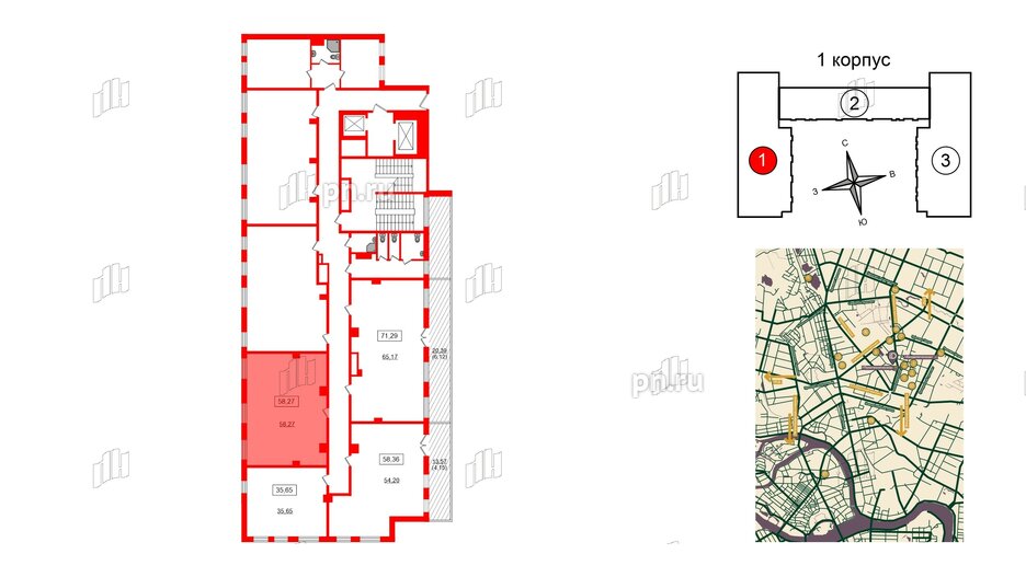 Помещение в ЖК ID Политех, 58.27 м², 2 этаж