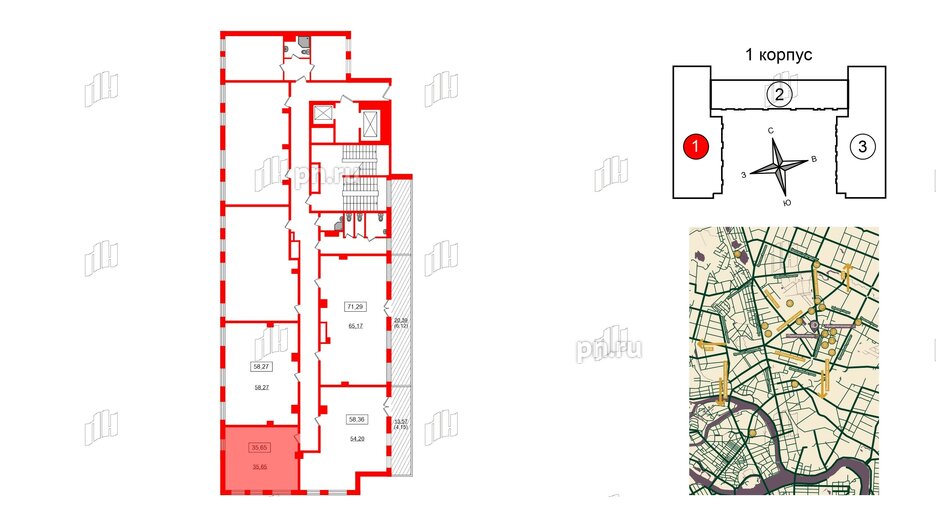 Помещение в ЖК ID Политех, 35.65 м², 2 этаж