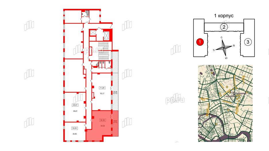 Помещение в ЖК ID Политех, 58.36 м², 2 этаж