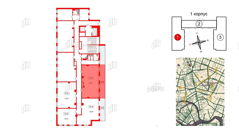 Помещение в ЖК ID Политех, 71.29 м², 2 этаж