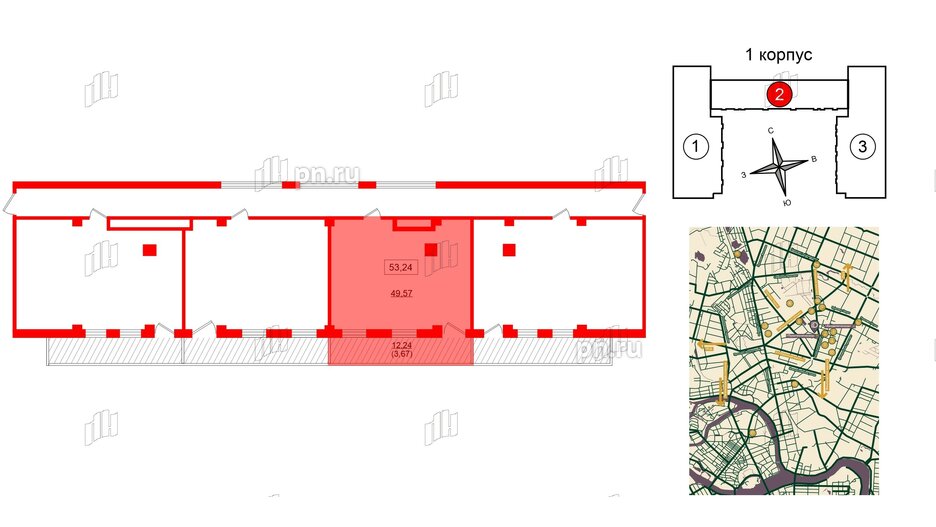 Помещение в ЖК ID Политех, 53.24 м², 2 этаж