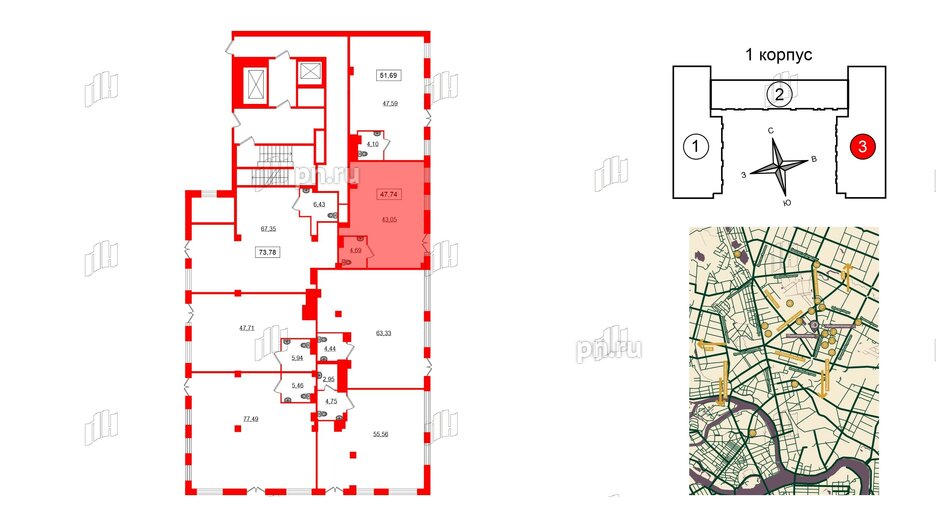 Помещение в ЖК ID Политех, 53.63 м², 1 этаж