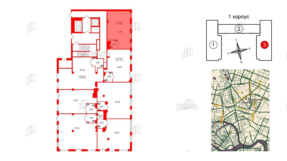 Помещение в ЖК ID Политех, 67.97 м², 1 этаж