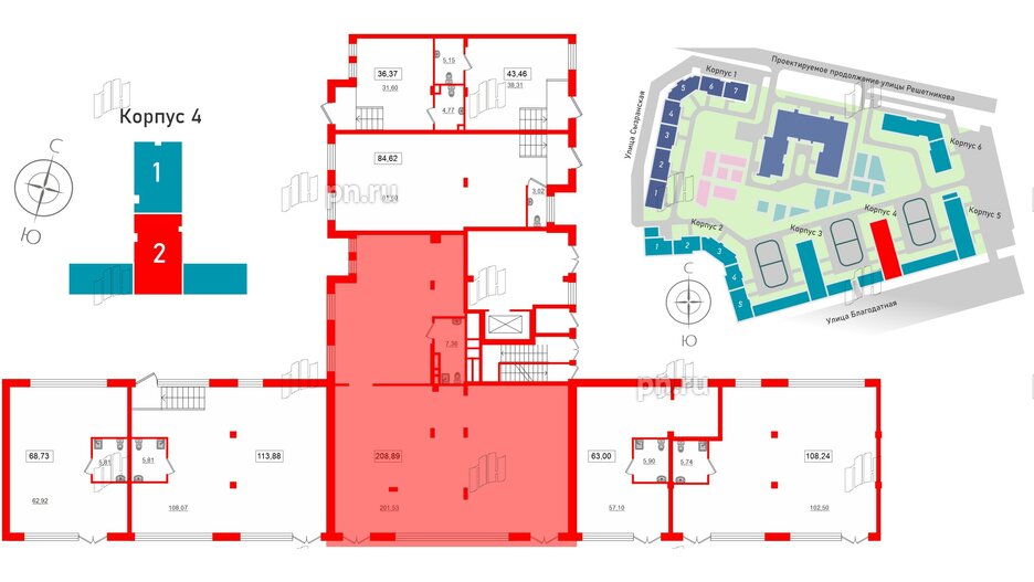 Помещение в ЖК ID Park Pobedy, 208.89 м², 1 этаж