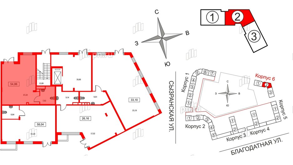 Помещение в ЖК ID Park Pobedy, 54.86 м², 1 этаж