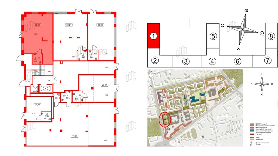 Помещение в ЖК ID Светлановский, 66.91 м², 1 этаж