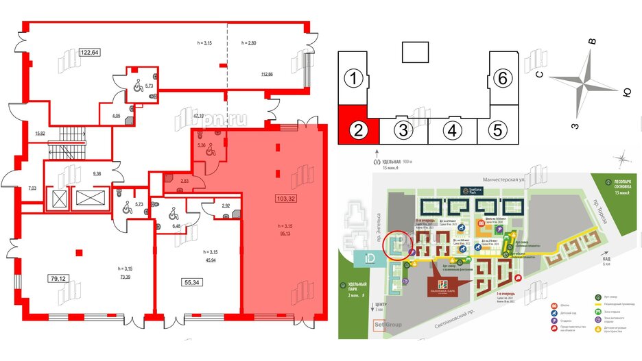 Помещение в ЖК ID Светлановский, 103.32 м², 1 этаж