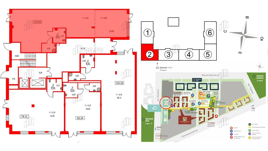 Помещение в ЖК ID Светлановский, 122.64 м², 1 этаж