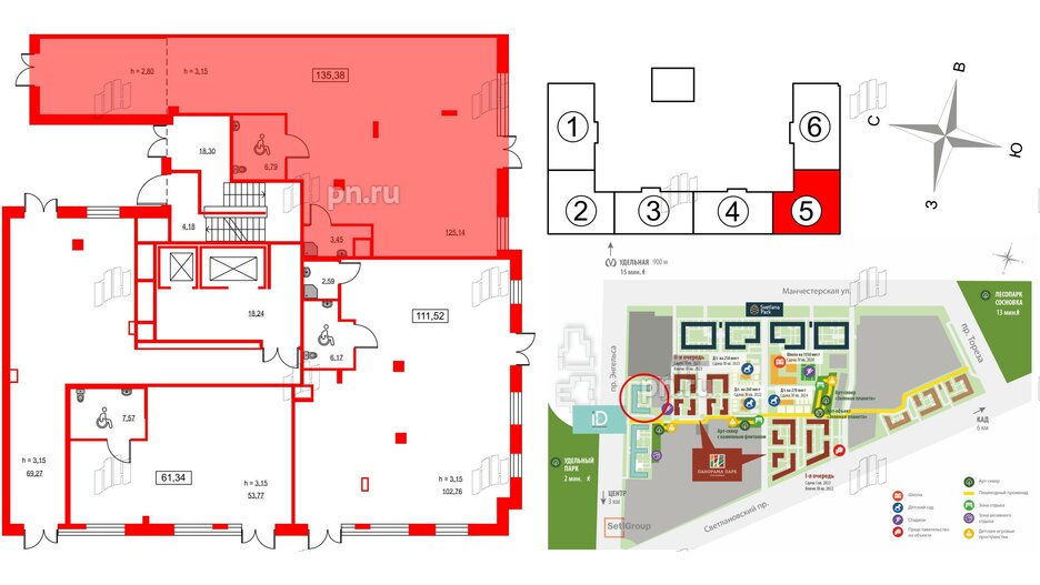 Помещение в ЖК ID Светлановский, 135.38 м², 1 этаж