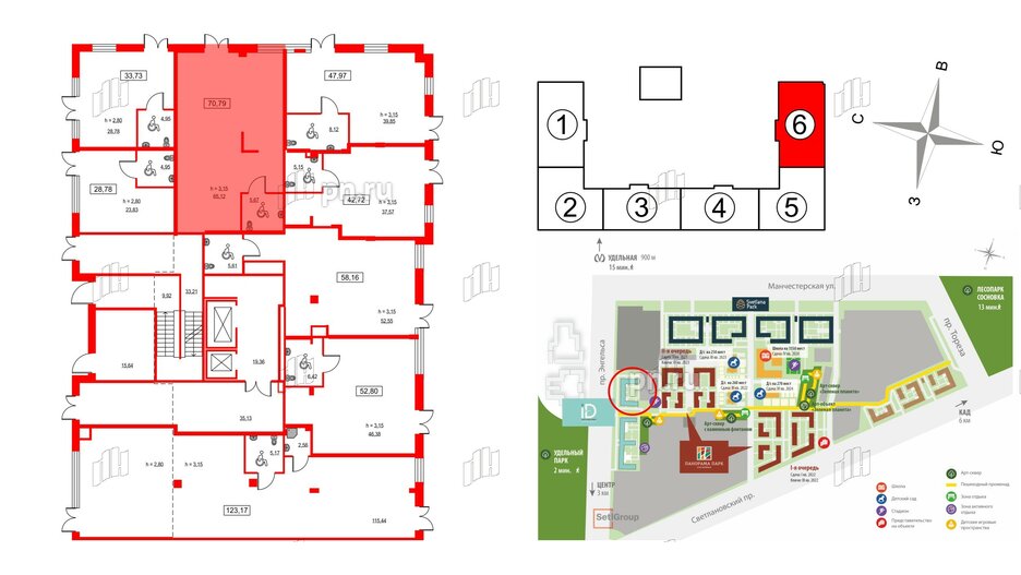 Помещение в ЖК ID Светлановский, 70.7 м², 1 этаж