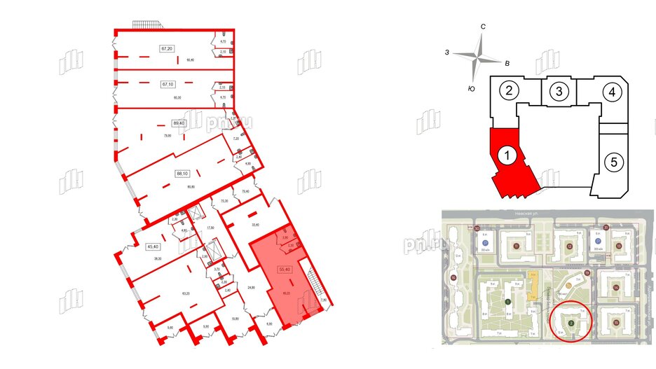 Помещение в ЖК NEWПИТЕР, 55.4 м², 1 этаж