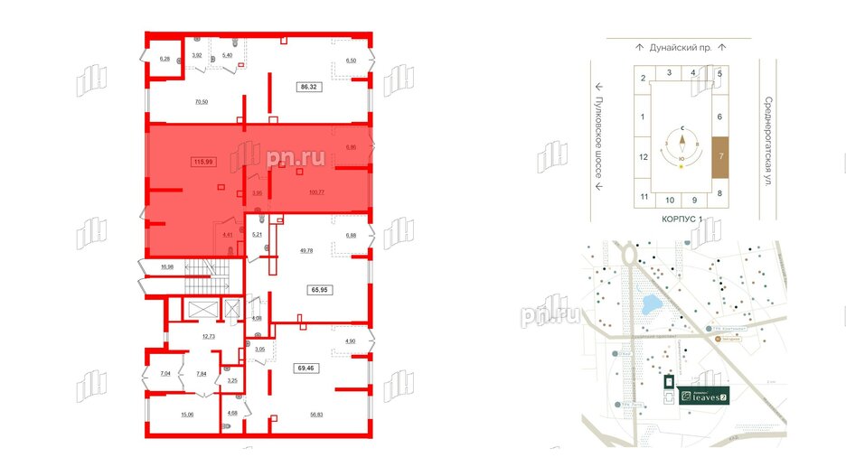 Помещение в ЖК Аквилон Leaves, 115.99 м², 1 этаж