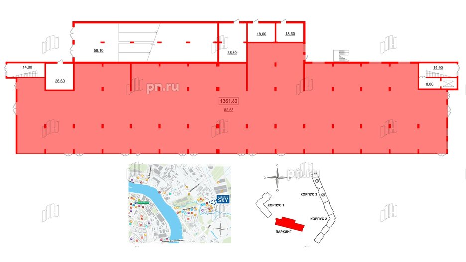 Помещение в ЖК Аквилон Sky, 1361.8 м², 1 этаж