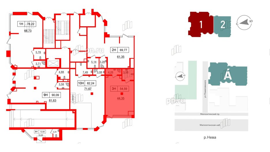 Помещение в ЖК Акцент, 57.9 м², 1 этаж