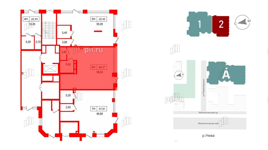 Помещение в ЖК Акцент, 68.9 м², 1 этаж