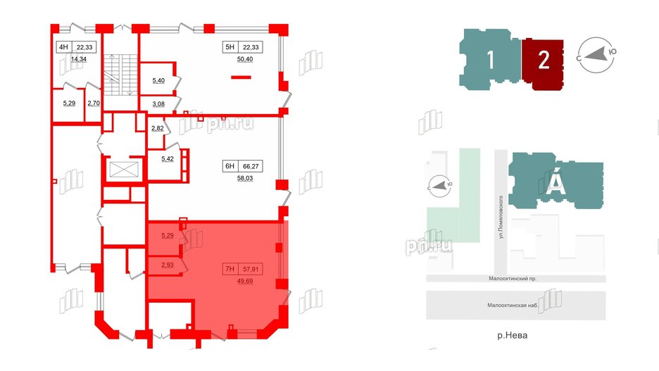 Помещение в ЖК Акцент, 64.3 м², 1 этаж