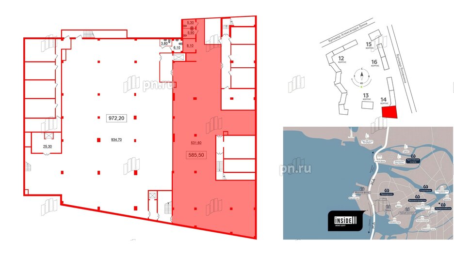 Помещение в ЖК БЦ INSIDE, 585.5 м²